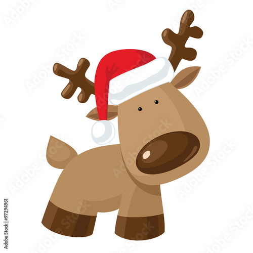Reindeer in Santa`s hat