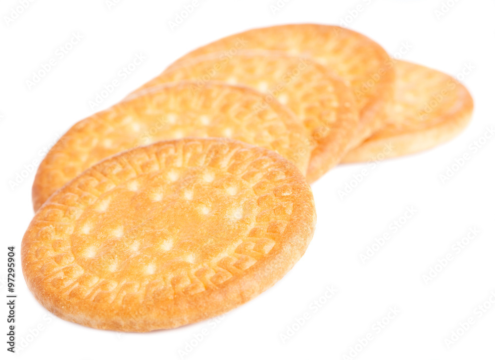 tower os biscuits laying on a white background