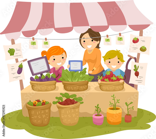 Stickman Kids Produce Stand Adult