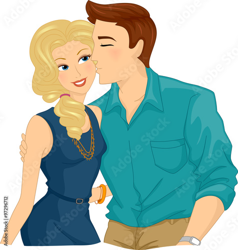 Romantic Couple Kiss Cheek