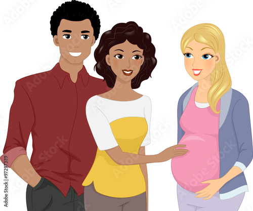 Girl Pregnant Touch Couple