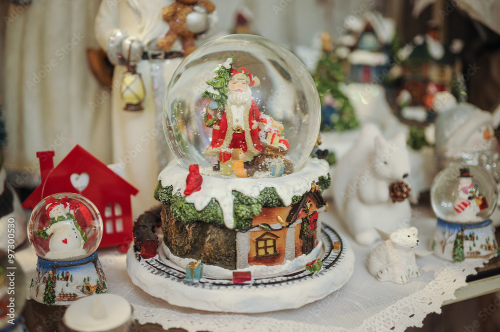 Christmas snow globe with santa inside