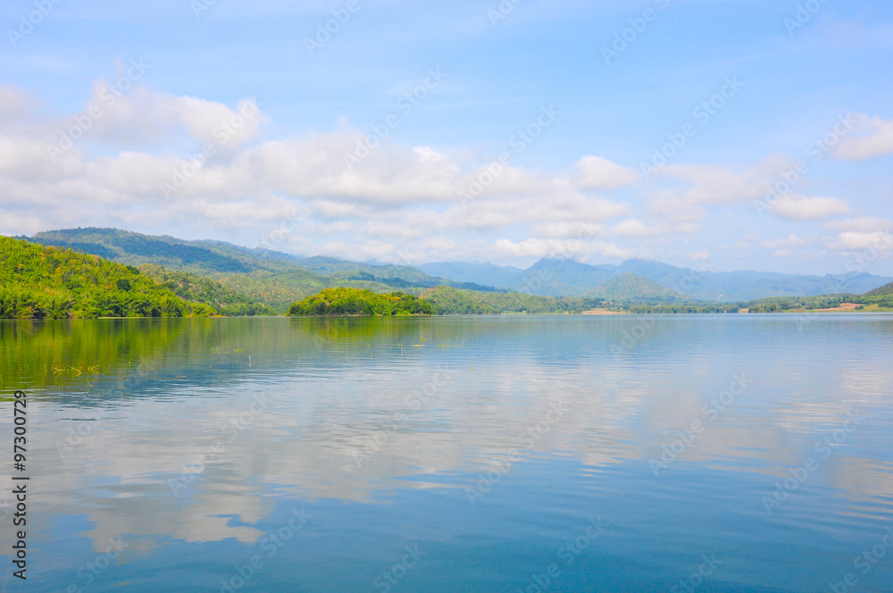 Lake moutain and sky in Thailand