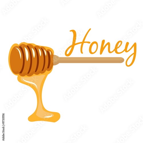 Illustration of honey dipper. Vector