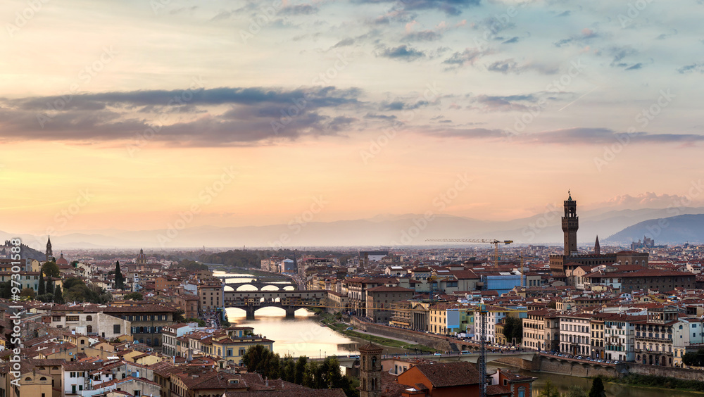 Panoramic sunset in  Florence