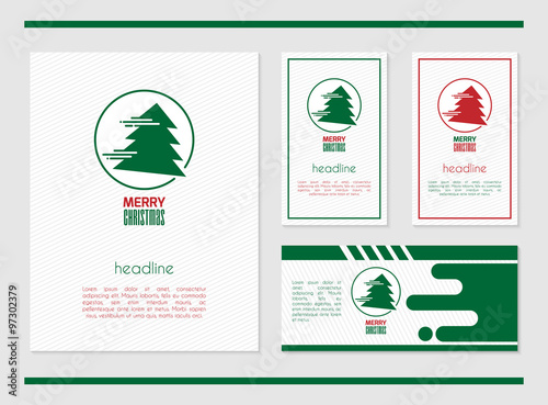 Vector card template with Christmas tree