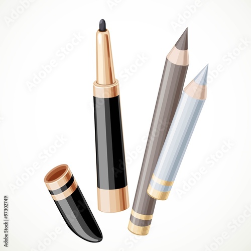 Set of cosmetics  pencil contour isolated on a white background