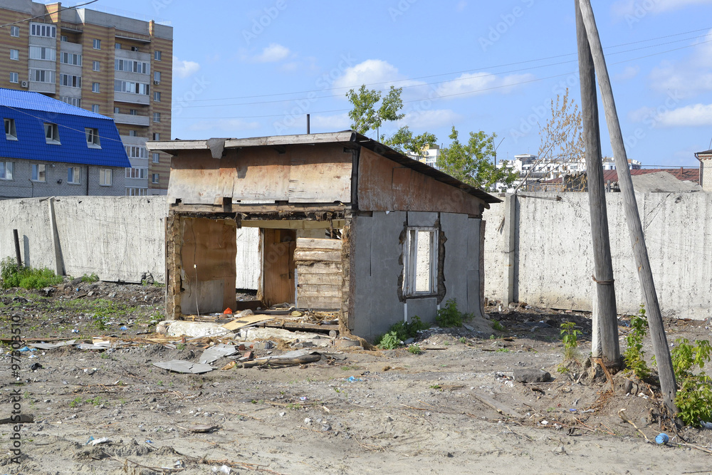 The remains of the old destroyed wooden house The remains of the old destroyed wooden house