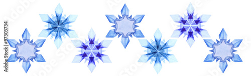 Origami blue ice snowflakes set