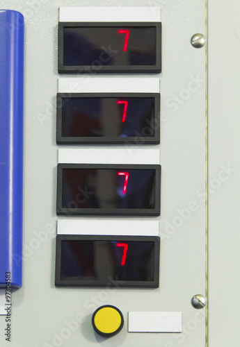 Digital indicators on electrical control panel