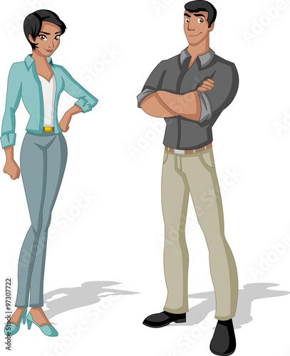 Beautiful young couple. Cartoon black people.