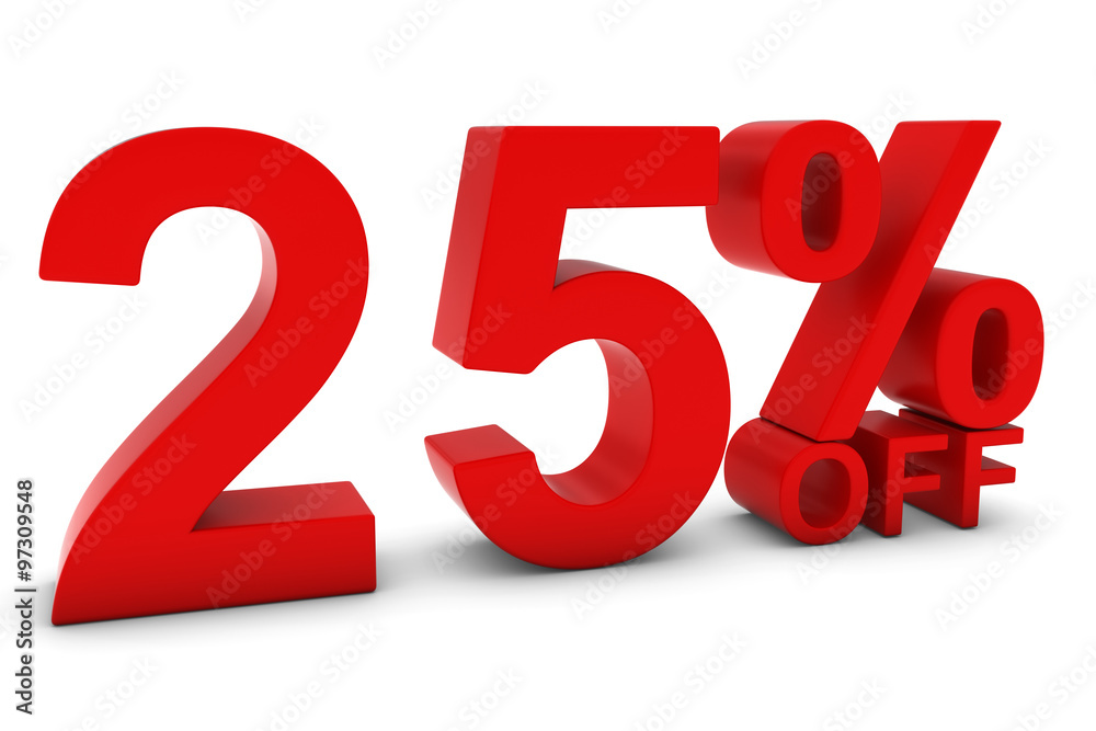25% OFF - Twenty Five Percent Off 3D Text in Red 25% OFF - Twenty Five Percent Off 3D Text in Red