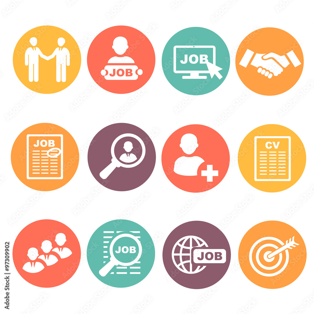 Fototapeta premium job hunting, search, human resources icons set
