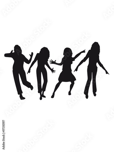celebrate dancing crowd party people women men fun silhouette