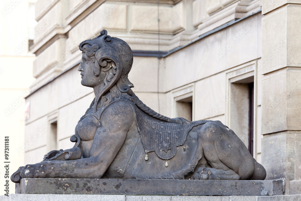 Sculpture in the form of a sphinx in Prague