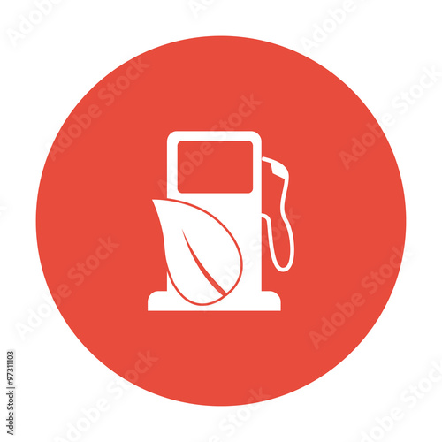 Gas station with leaves icon.