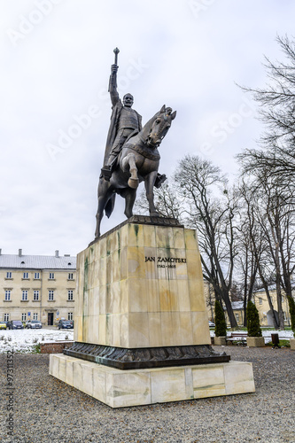 Monument to founder of Zamosc city - Jan Zamoyski. Poland.