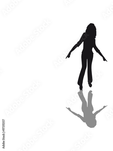 Reflection shadow dancing party celebrating female fun silhouette