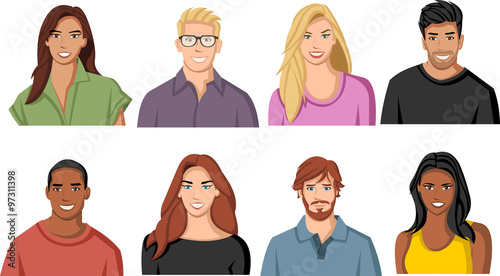 Group of cartoon people faces
