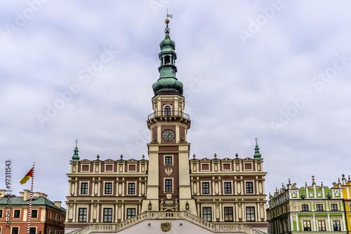 Town Hall in Great Market Square in Zamosc, Poland.