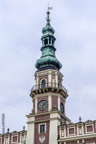 Town Hall in Great Market Square in Zamosc, Poland.
