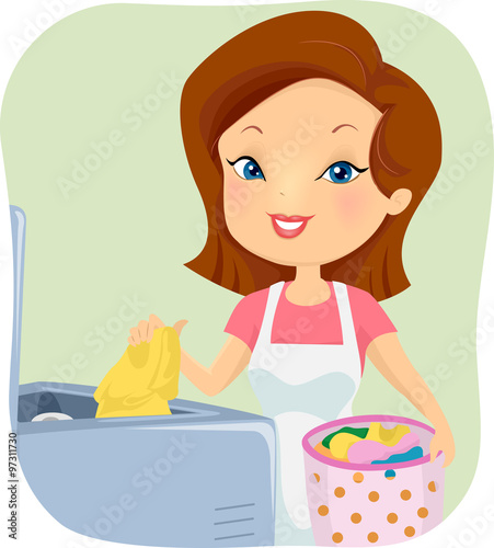 Girl Laundry Washing Machine