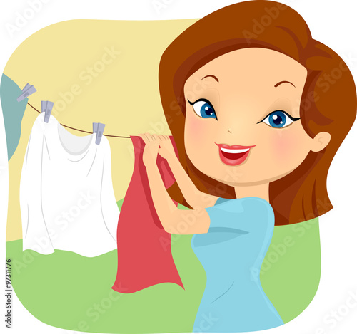 Girl Hanging Clothes