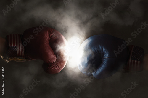 Republicans and Democrats in the campaign symbolized with Boxing photo