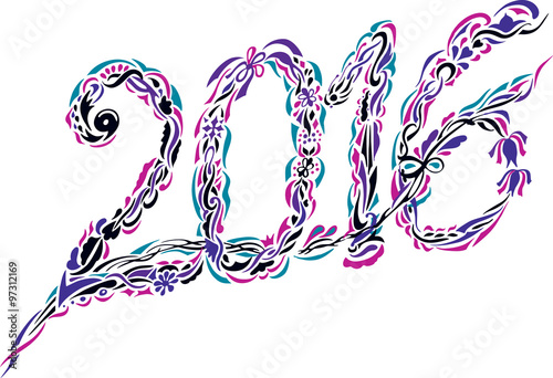 Vintage Style Pattern Design - 2016 with Plants Pattern on Background