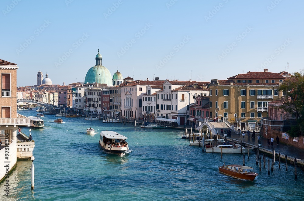 View on the Canal Grande in Venice (Venezia) during the rush hour