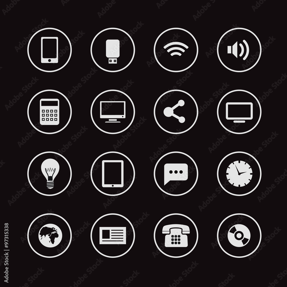 Different web interface icons clip-art. Technology