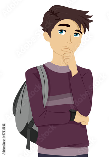 Teen Guy Student Thinking t...