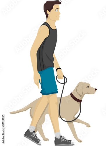 Man Dog Walk