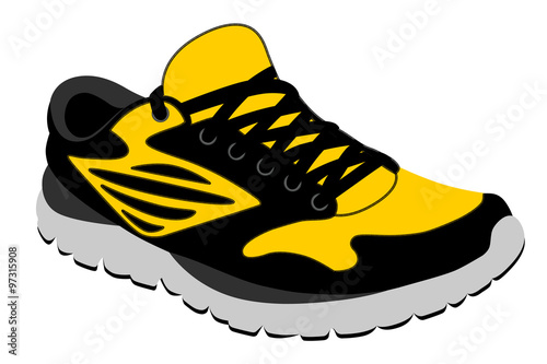 The logo of the sneakers in the vector.Sports summer sneakers in vector on a white background.