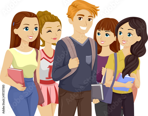 Popular Teen Guy Surrounded by Girls