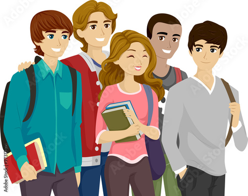 Popular Girl Surrounded by Teen Guys