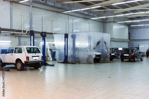 Cars for repair service station.