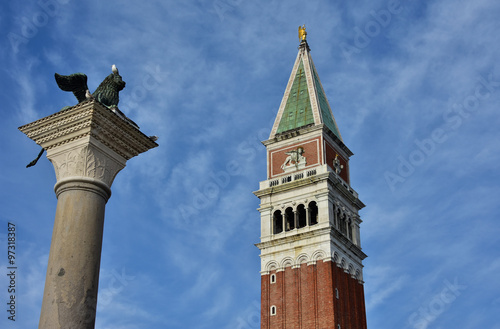 Fototapeta Saint Mark belfry and Winged Lion in Venice
