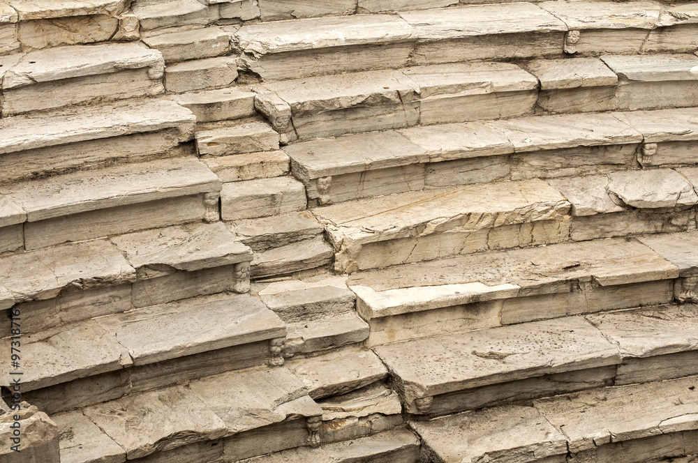 Stone marble seats of ancient Roman amphitheater