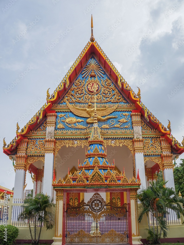 colorful buddist temple in old phuket thailand