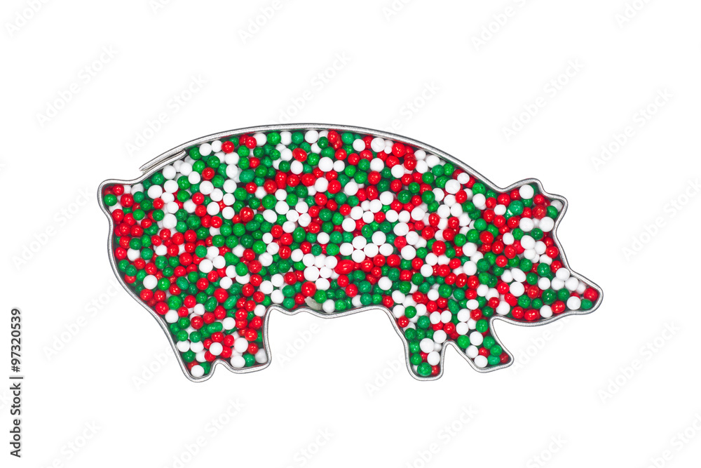 Obraz premium pig cookie cutter with sugar sprinkles