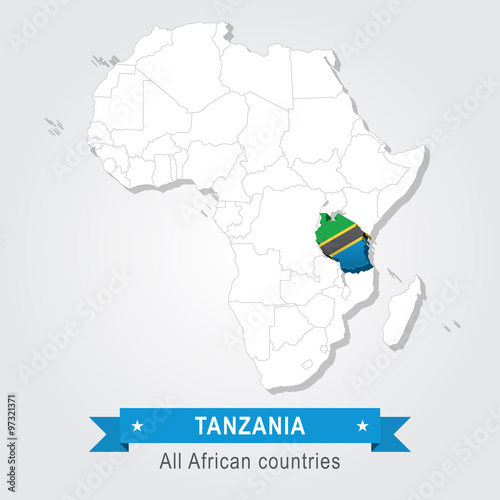 Tanzania. All the countries of Africa. Flag version.