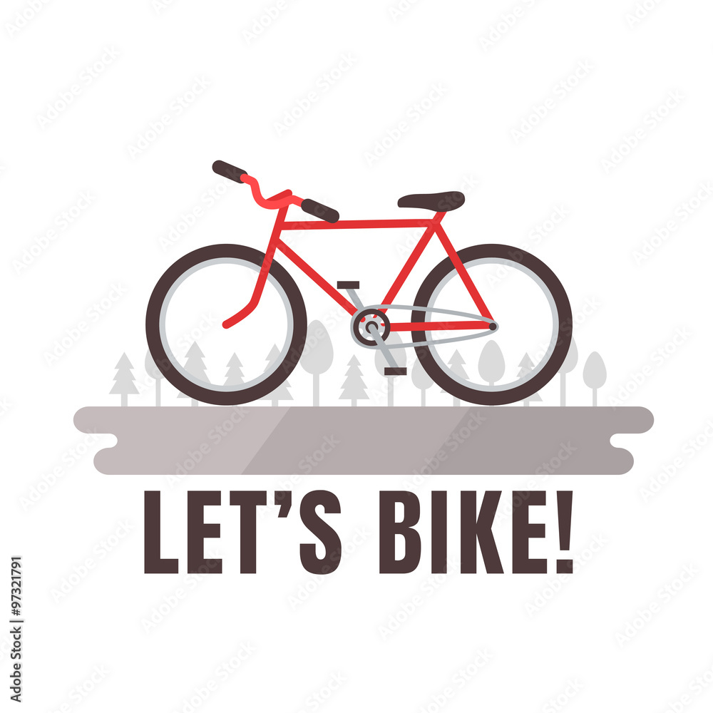 Minimalistic bike poster Let's Bike! Red bicycle. Vector illustration and background. Minimalistic bike poster Let's Bike! Red bicycle. Vector illustration and background.