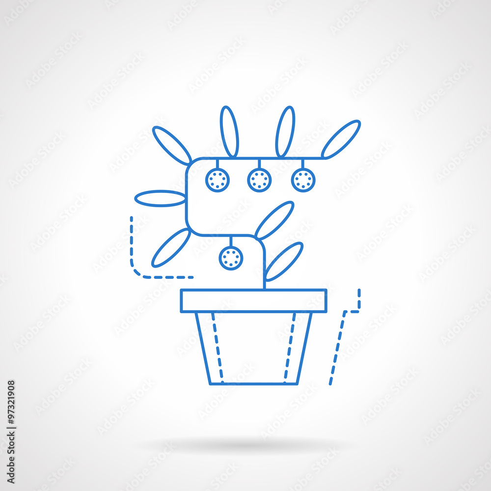 Money tree blue flat line vector icon