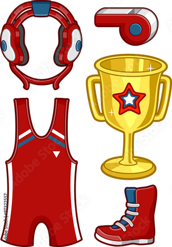 Wrestling Sport Elements Set