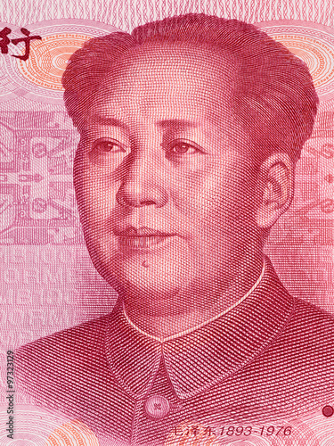 Mao Zedong on 100 chinese yuan banknote macro, China money closeup photo