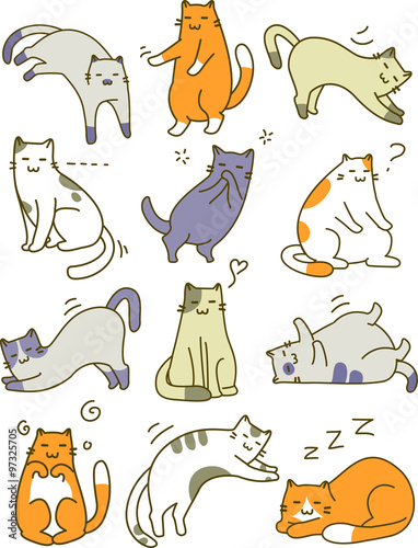 Sketch Cats Pose