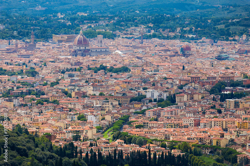 the Florence dome in a far away panorama from Fiesole photo