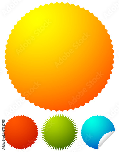 Starburst shapes, badges. Colorful price tags, price flashes w/
