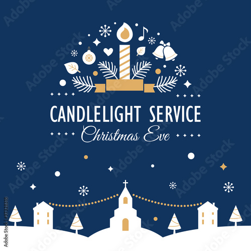 Christmas Eve Candlelight Service Invitation Card